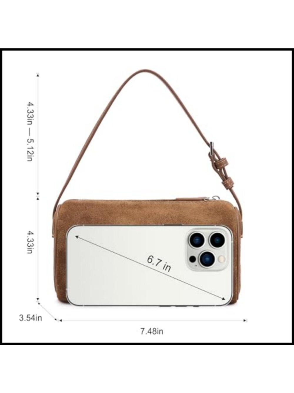 Suede Leather Crossbody Bag Small Barrel Purse for Women - Picture 6 of 6